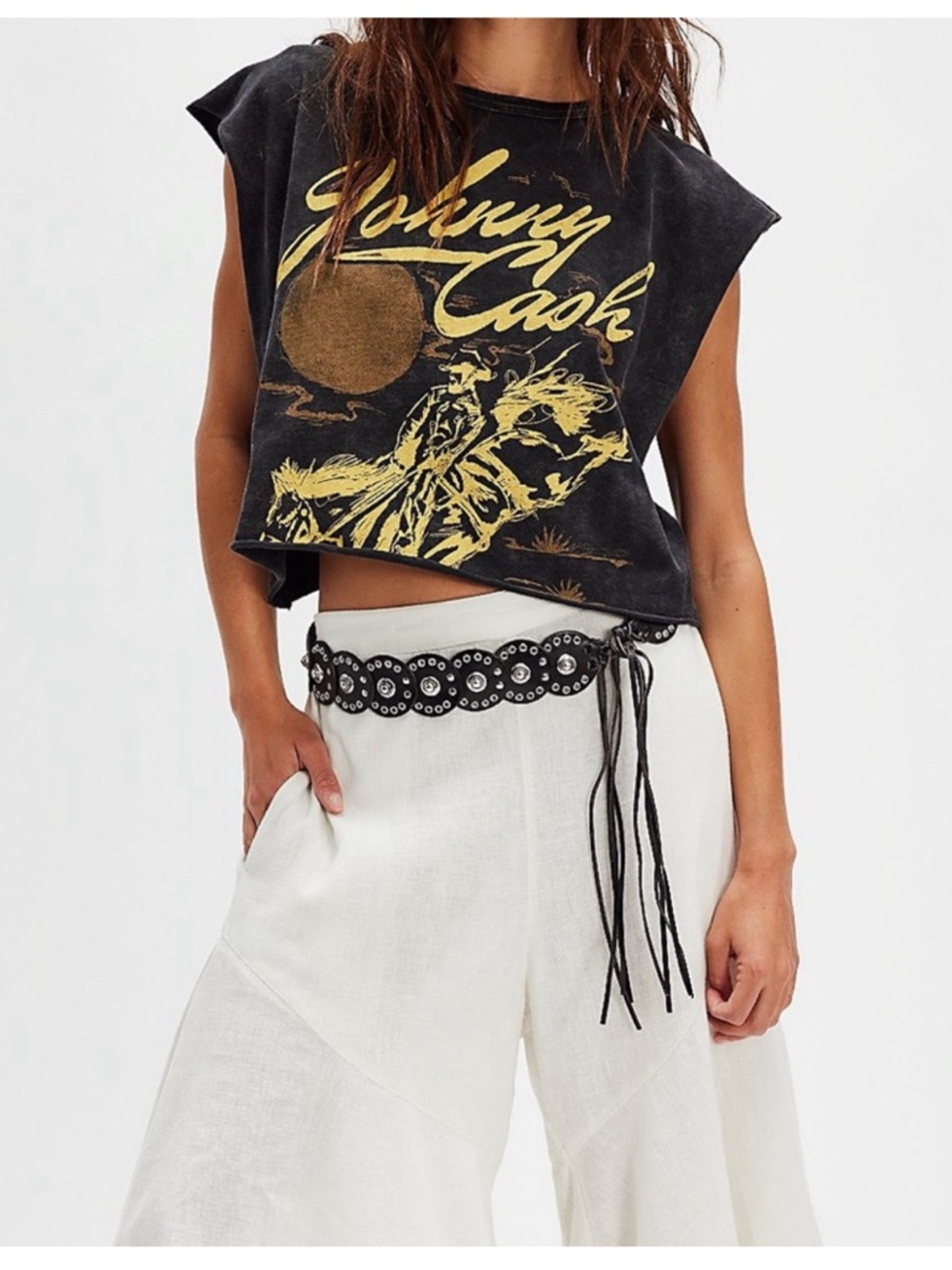Daydreamer Johnny Cash Cropped Muscle Tank sz XL NWOT